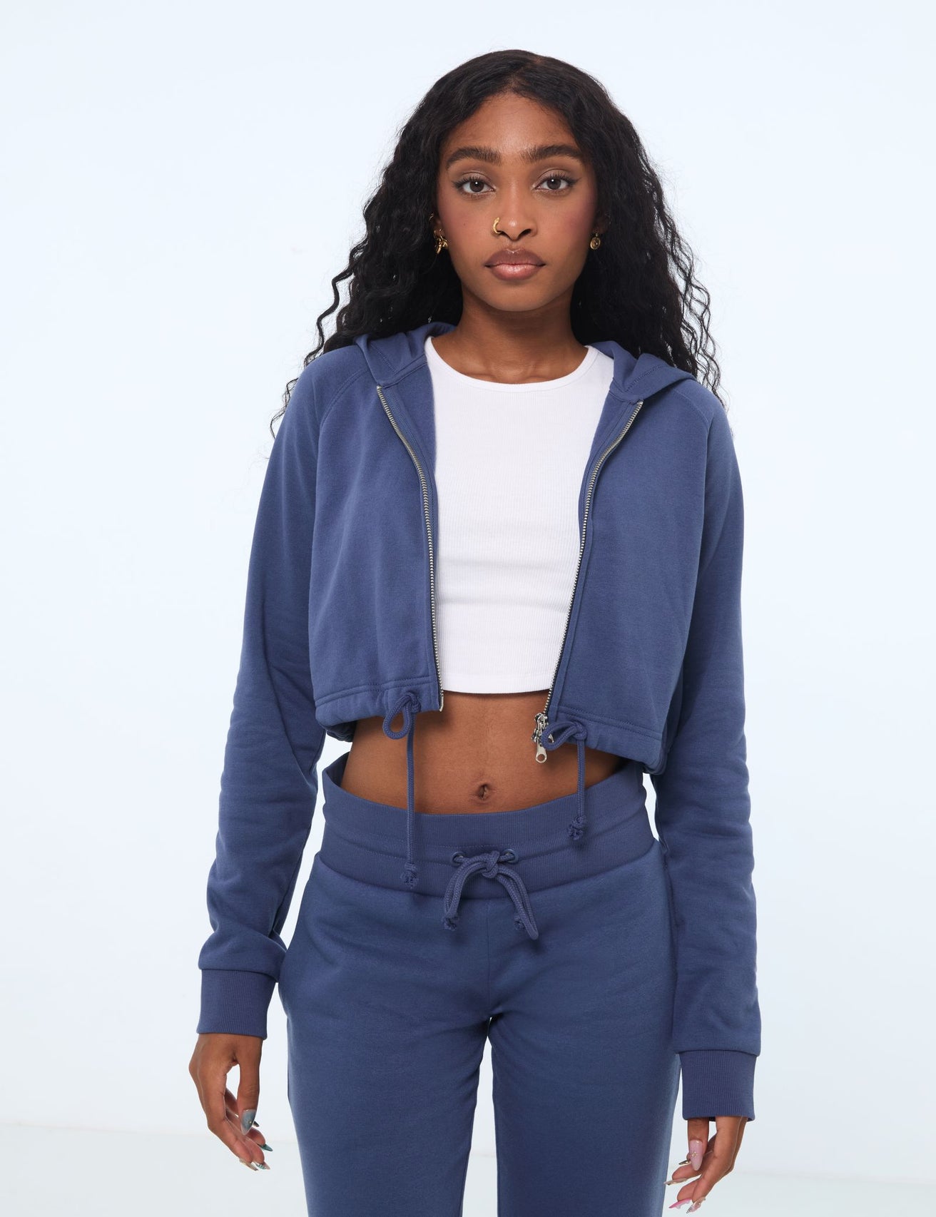 Sweatshirt zippé bleu ardoise - Image 1