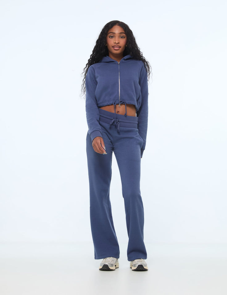 Sweatshirt zippé bleu ardoise