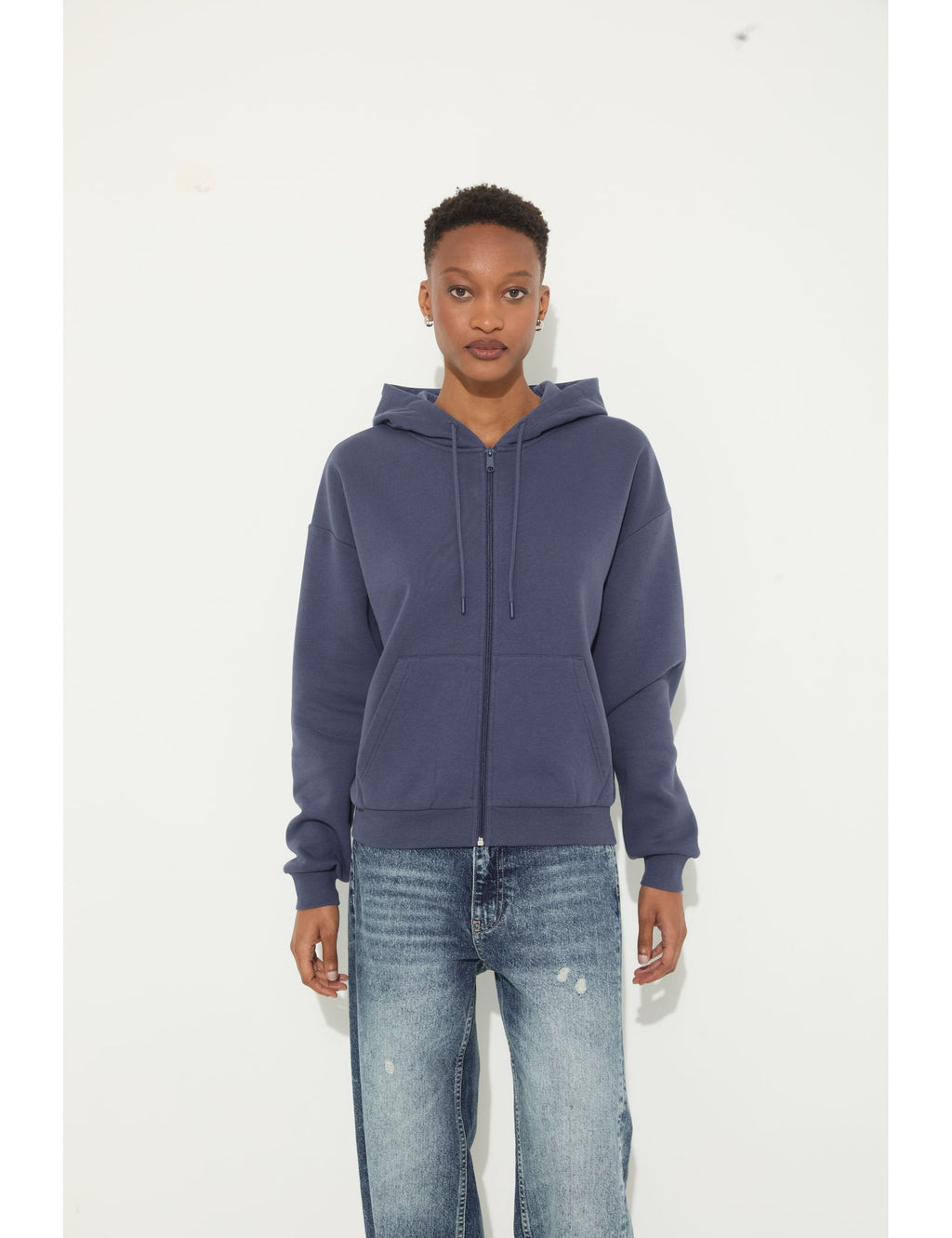 Sweat zippé bleu ardoise