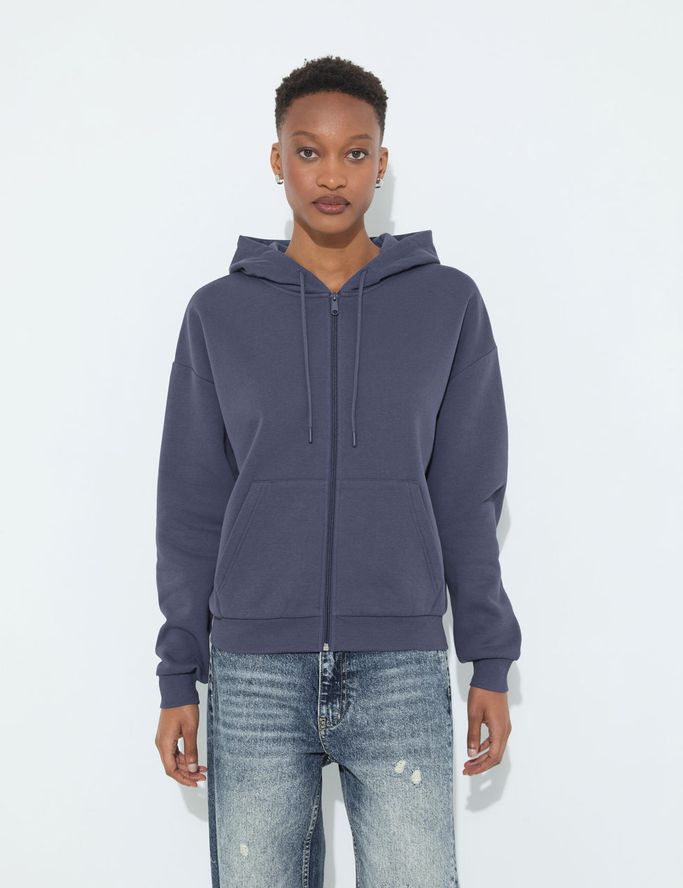 Sweat zippé bleu ardoise