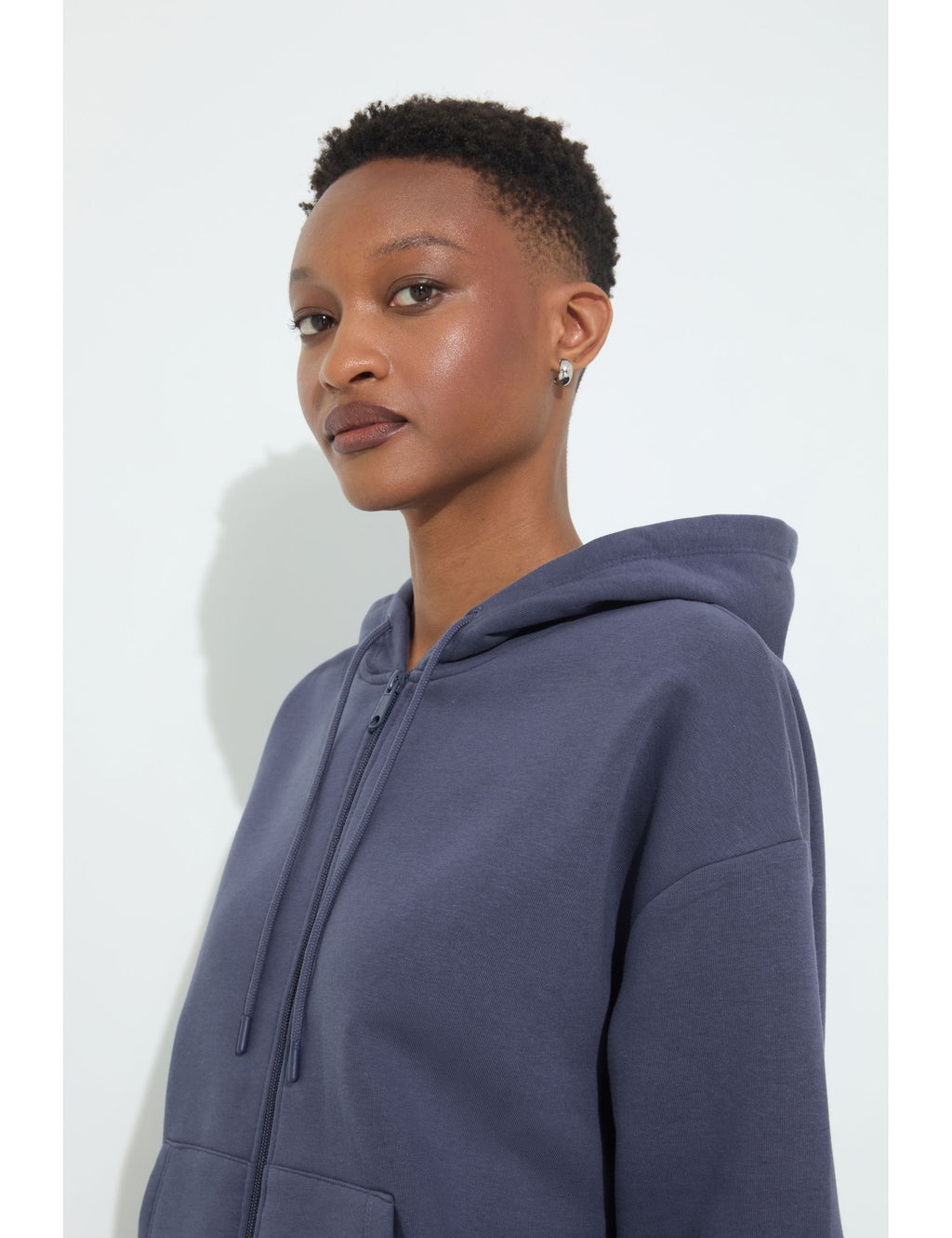 Sweat zippé bleu ardoise