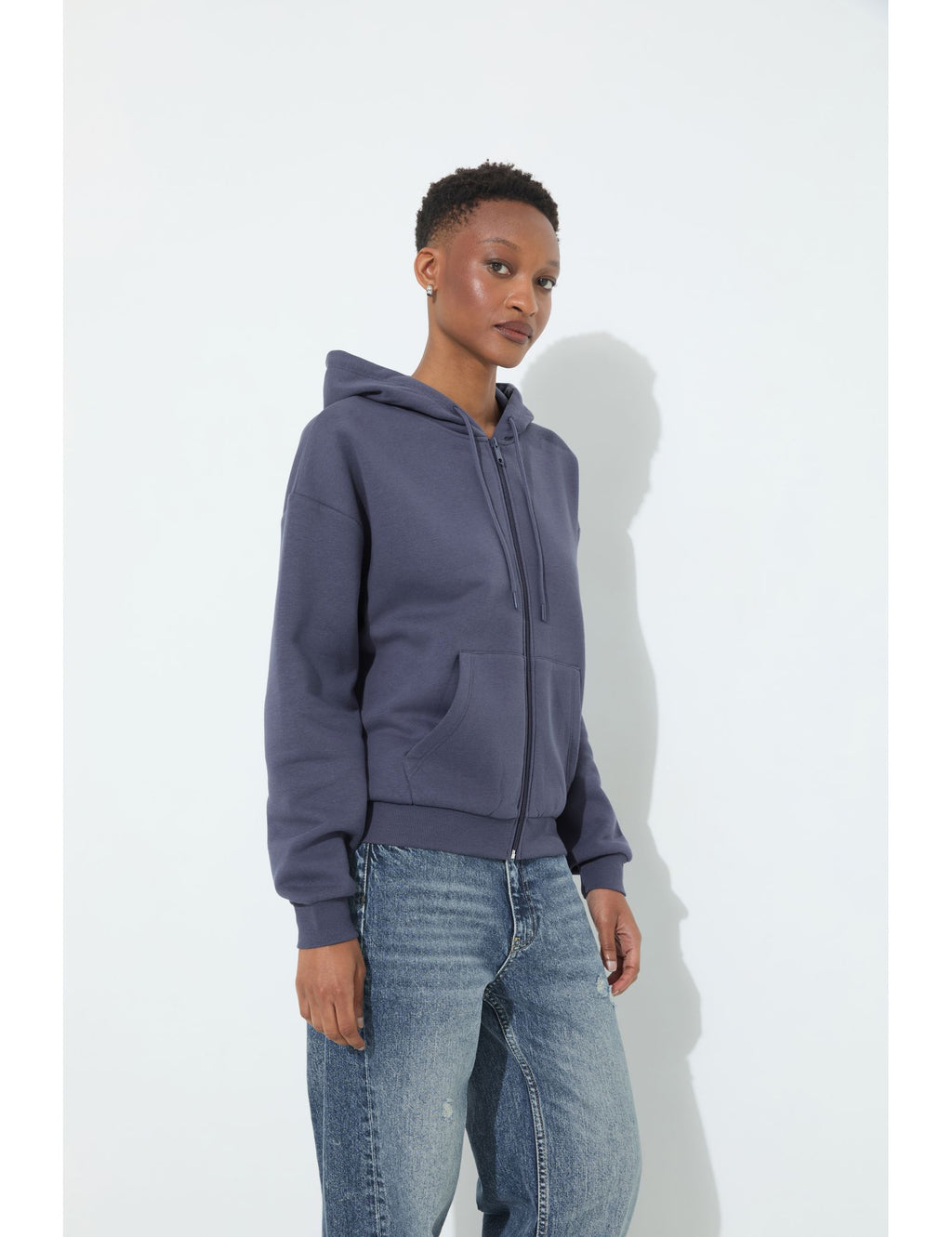 Sweat zippé bleu ardoise