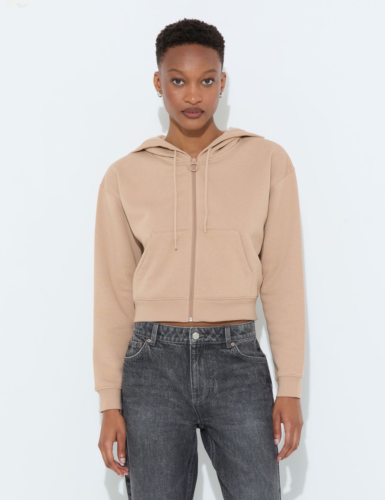 Sweat oversize zippé bois de rose - Image 1