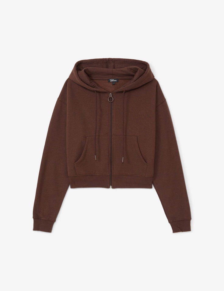 Sweat oversize zippé marron foncé