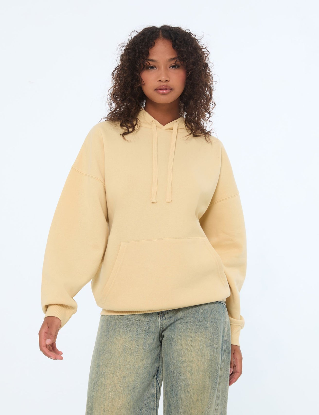 Sweat à capuche oversize beige - Image 1