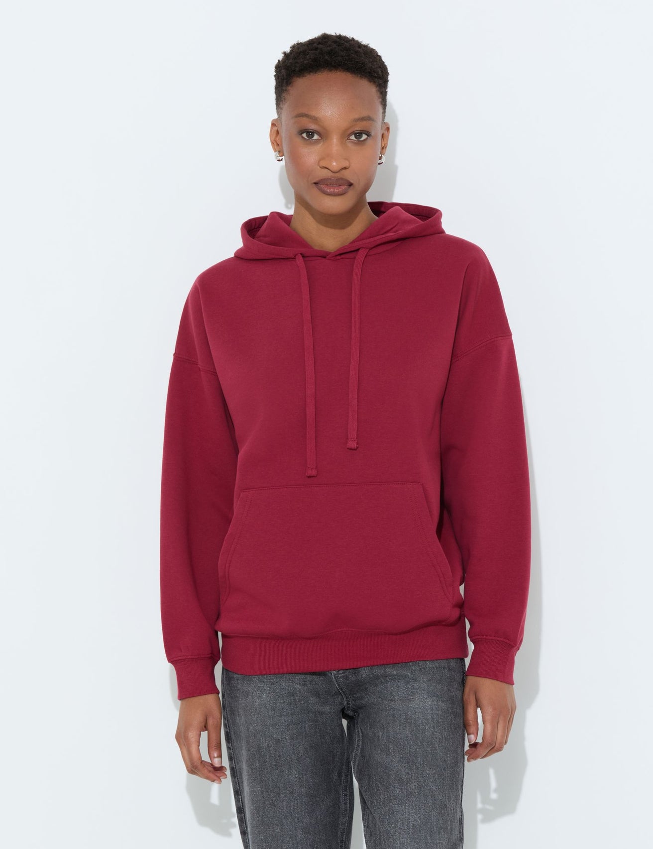 Sweatshirt oversize rouge foncé - Image 1