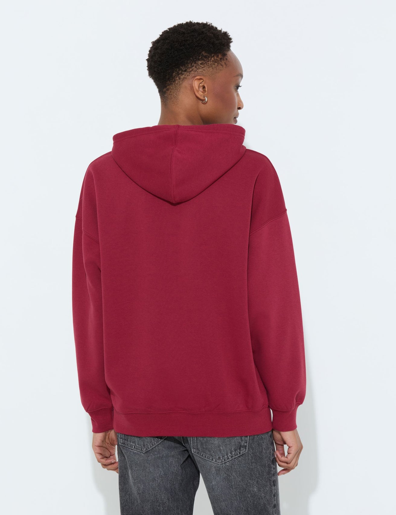 Sweatshirt oversize rouge foncé - Image 2