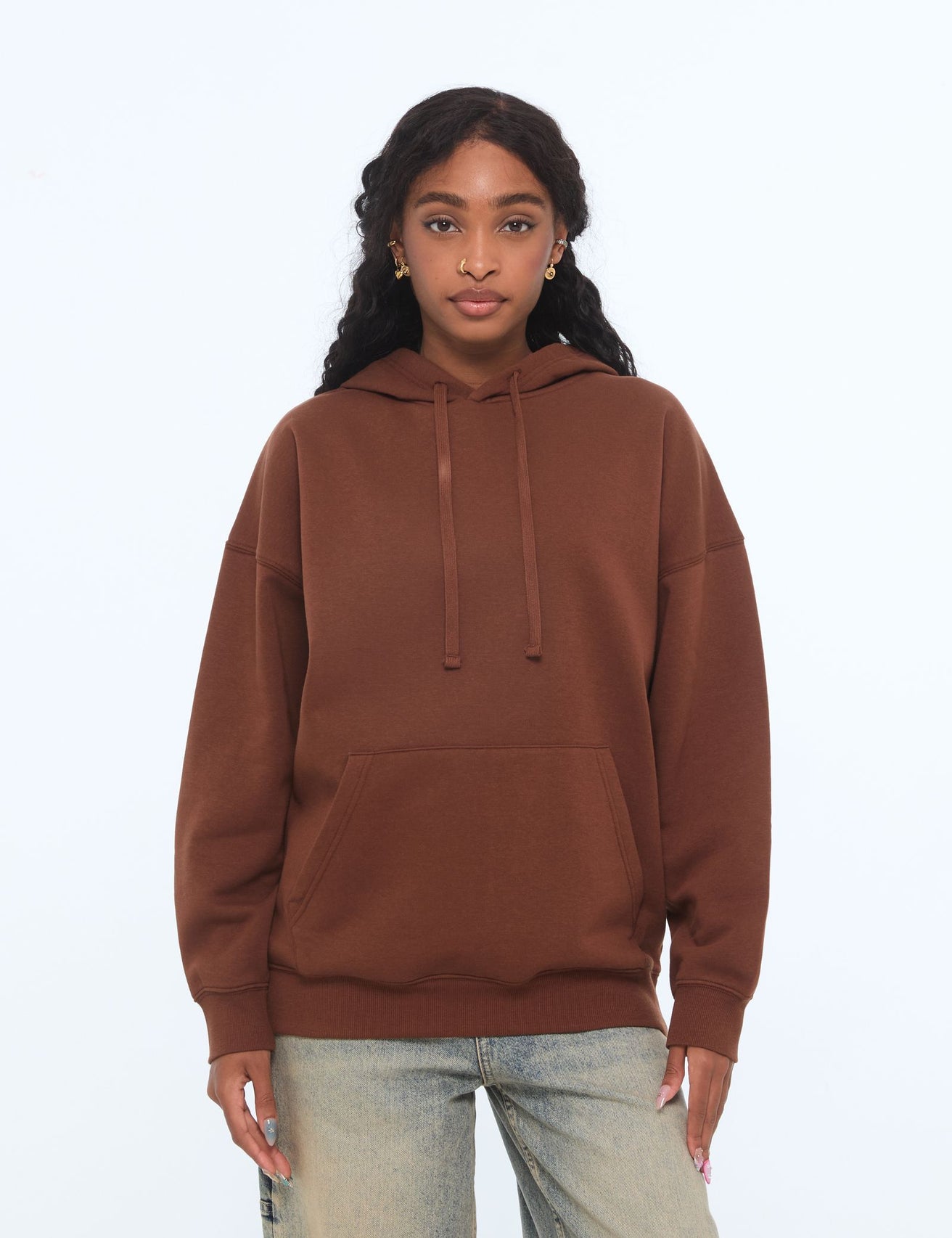 Sweat à capuche oversize marron - Image 1