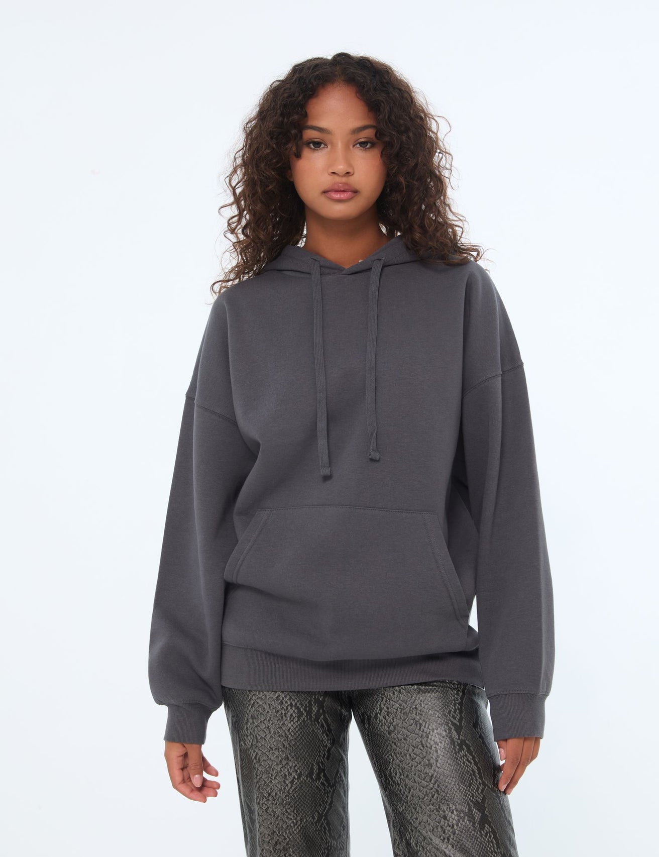 Sweat à capuche oversize gris foncé - Image 1