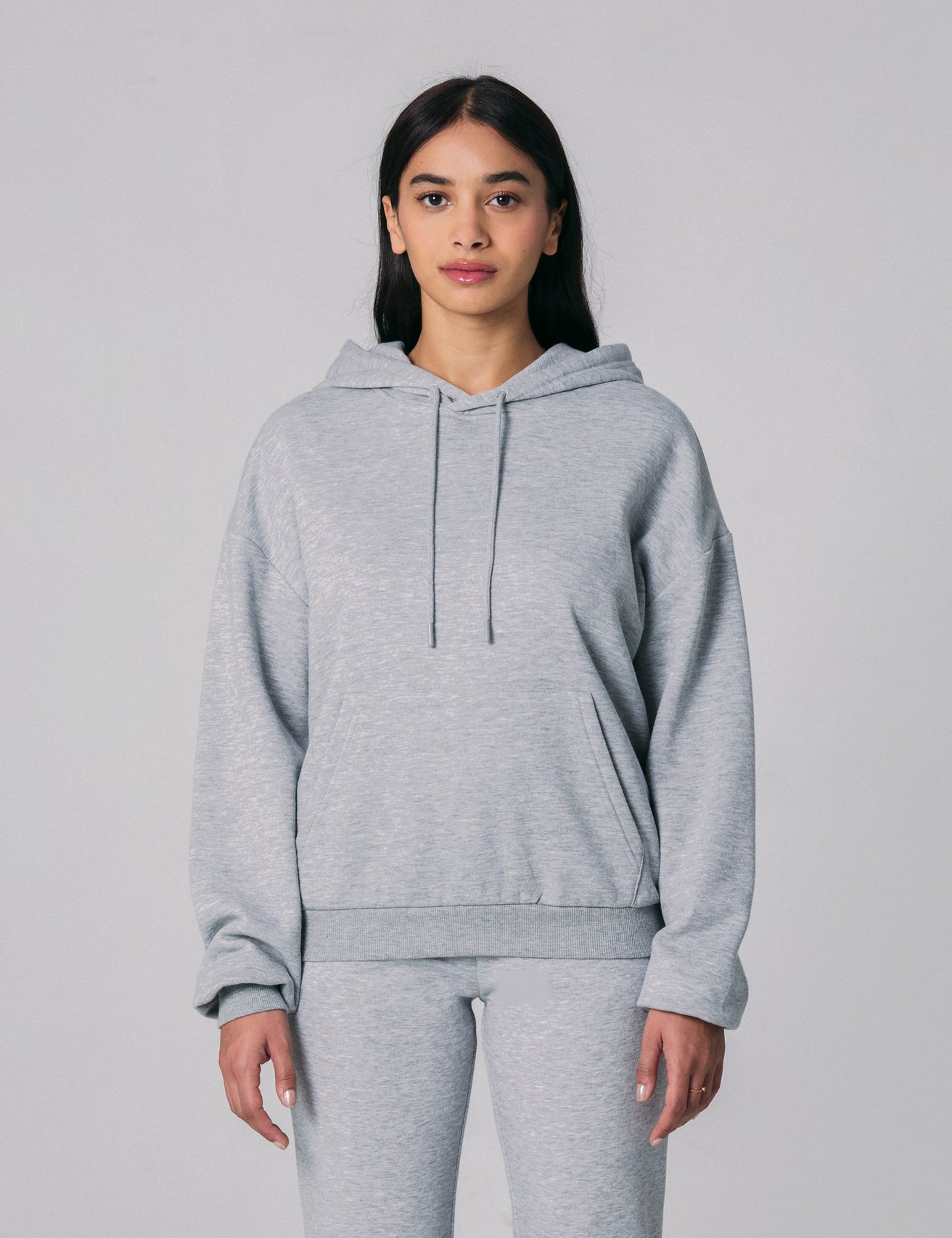 Sweatshirt à capuche gris chiné - Image 1