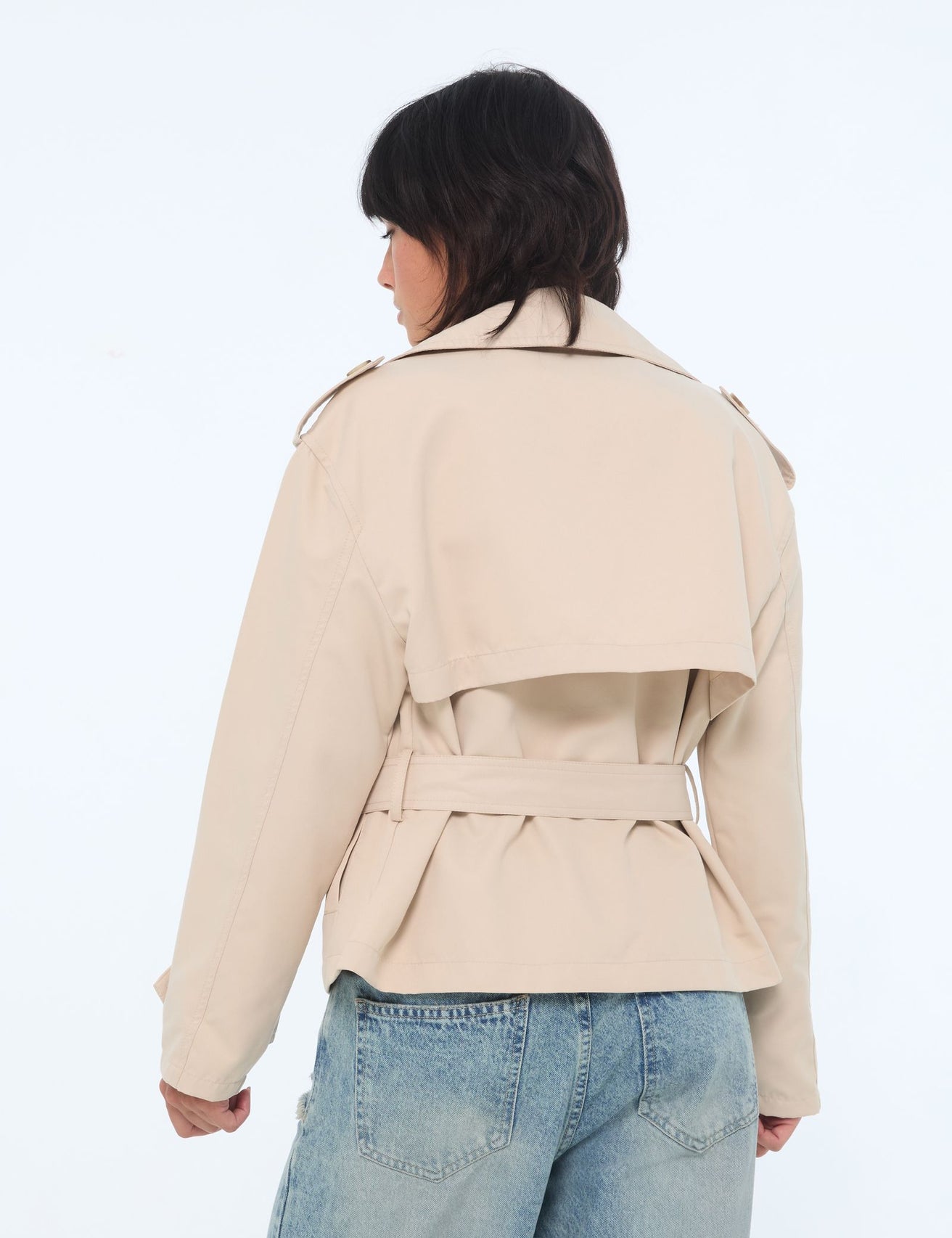 Manteau trench court beige - Image 2