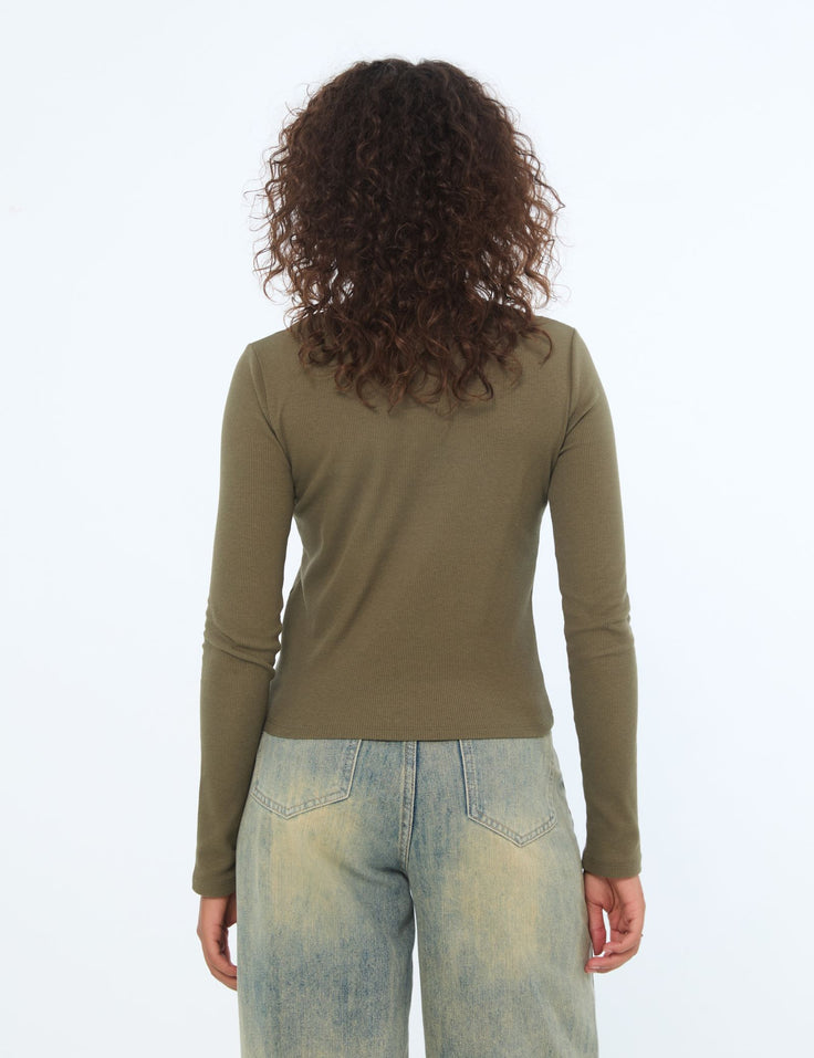 T-shirt en maille vert olive