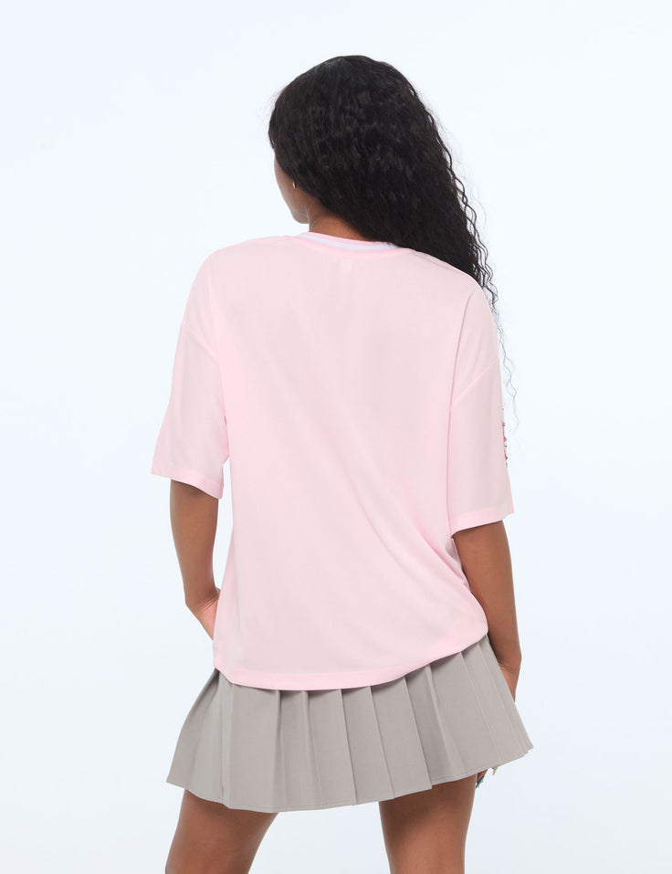 T-shirt oversize sport rose clair