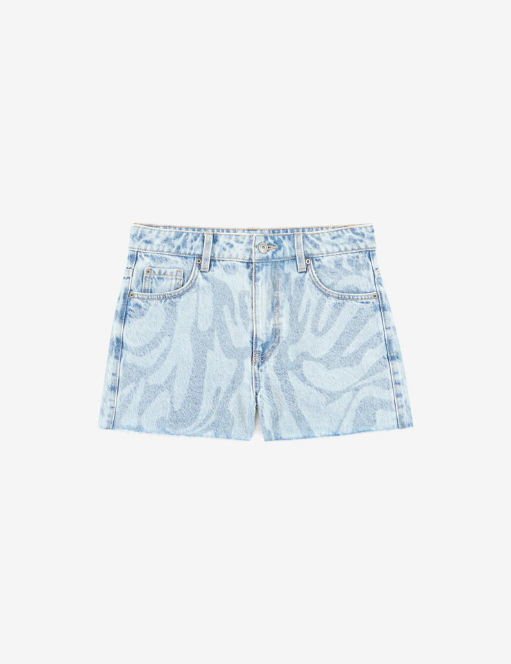 Short mom taille haute bleu jean