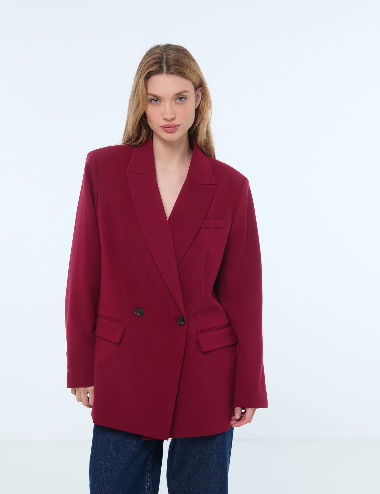 Veste blazer oversize rouge bordeaux - Image 1