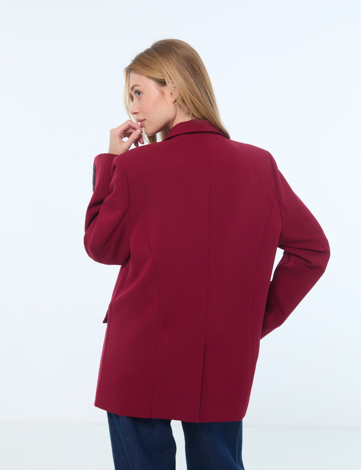 Veste blazer oversize rouge bordeaux