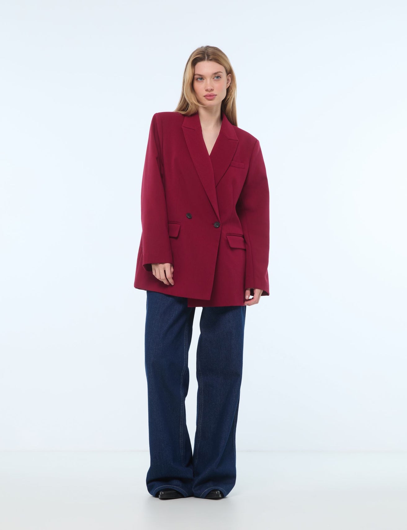 Veste blazer oversize rouge bordeaux - Image 3