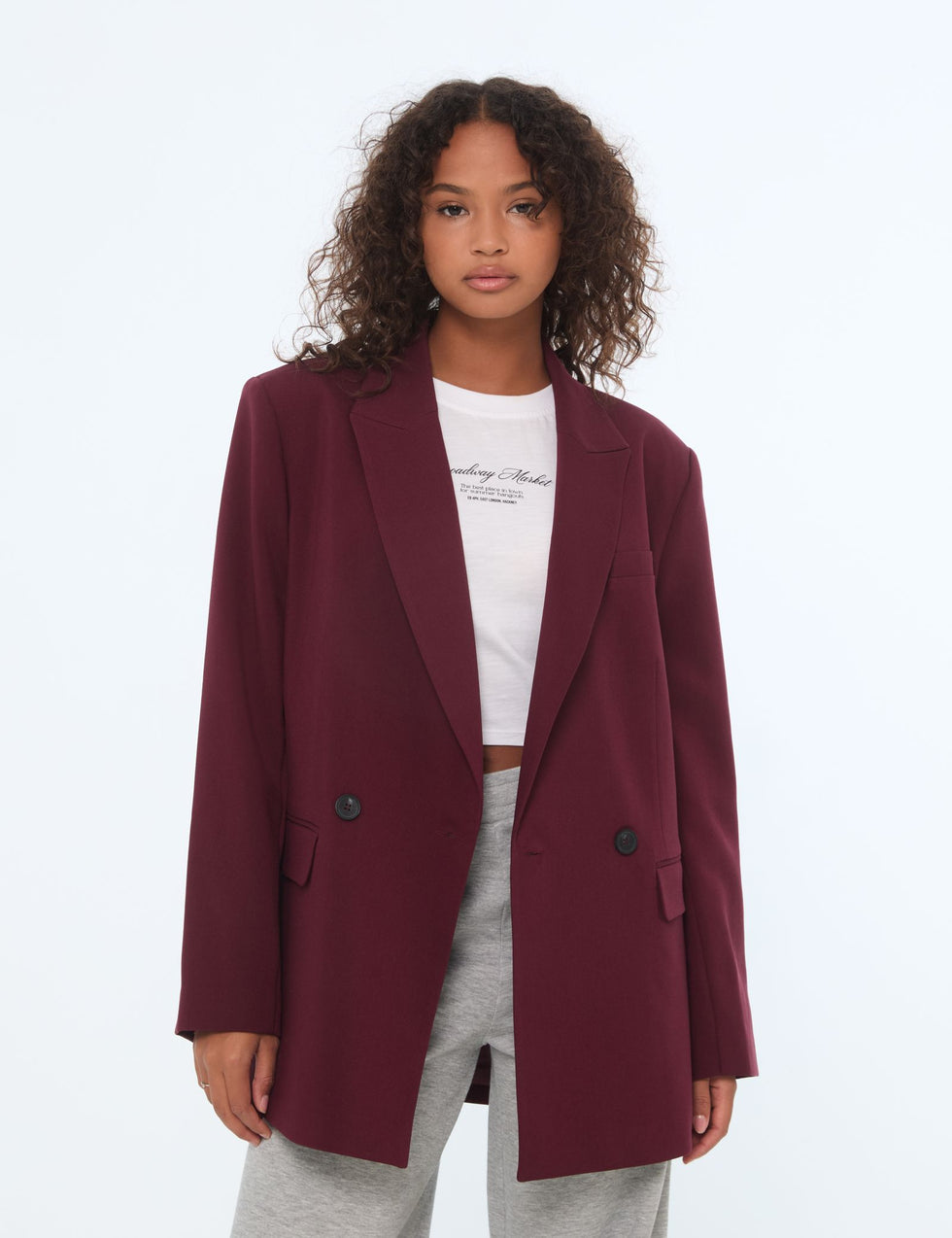 Veste blazer oversize prune