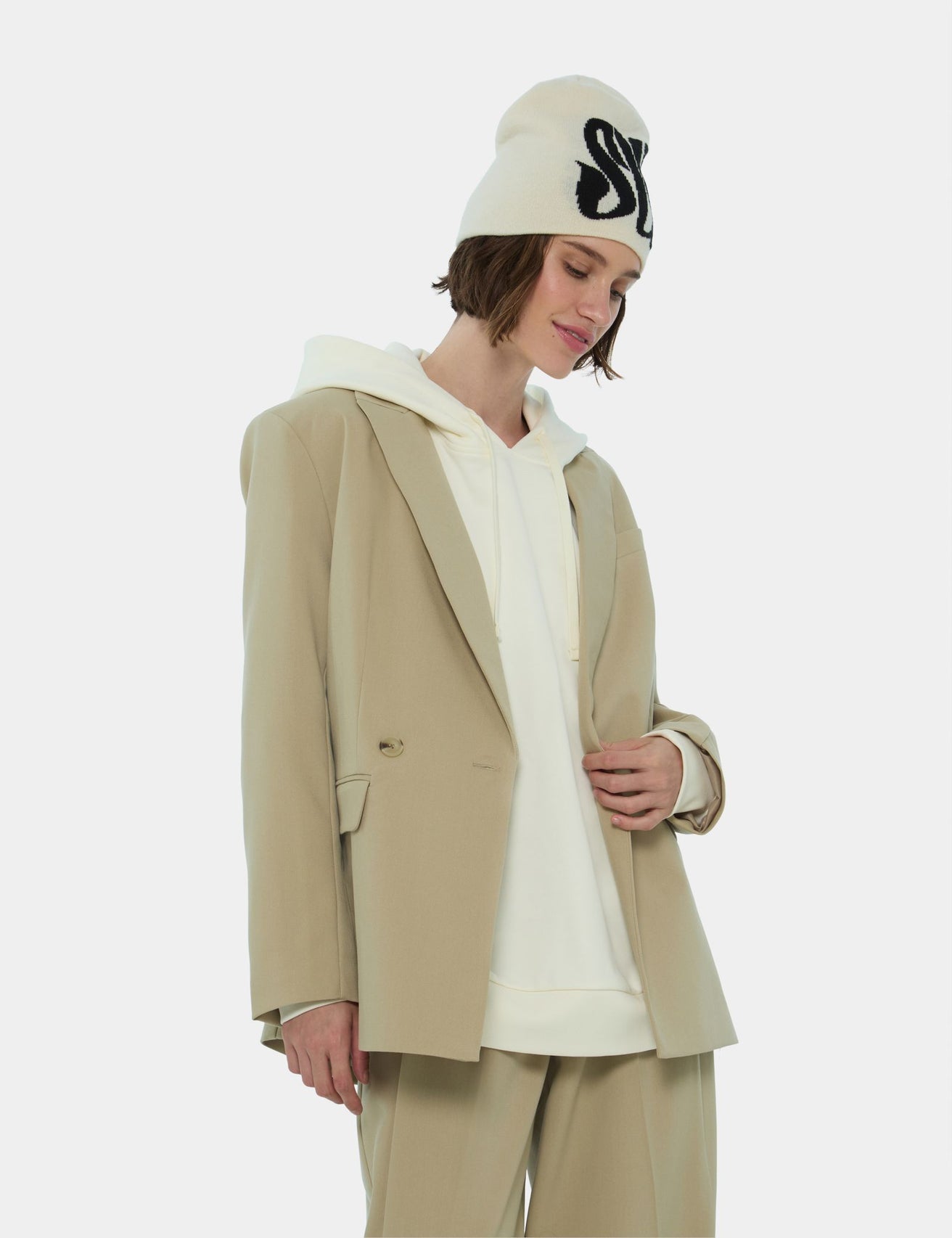 Veste blazer oversize beige kaki - Image 2