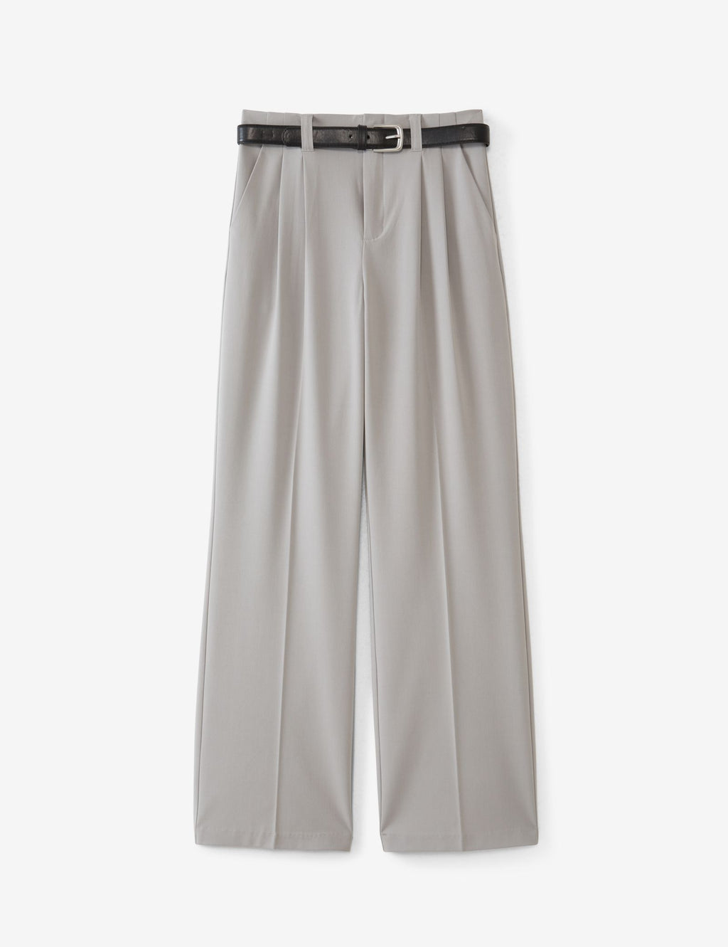 Pantalon tailleur avec ceinture gris clair