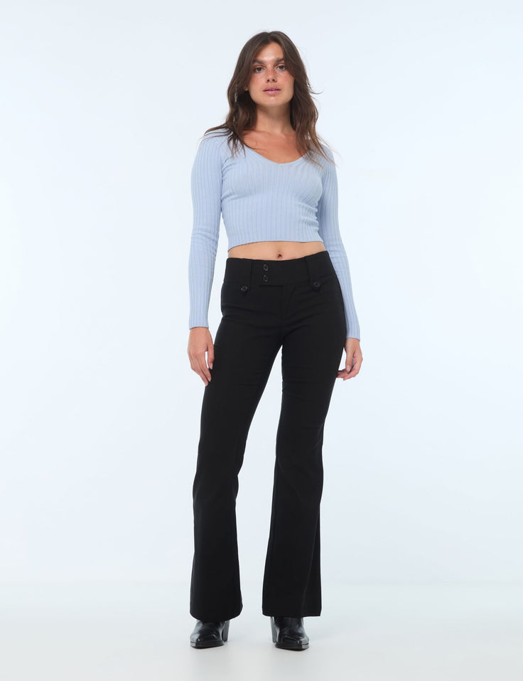 Pantalon tailleur flare noir