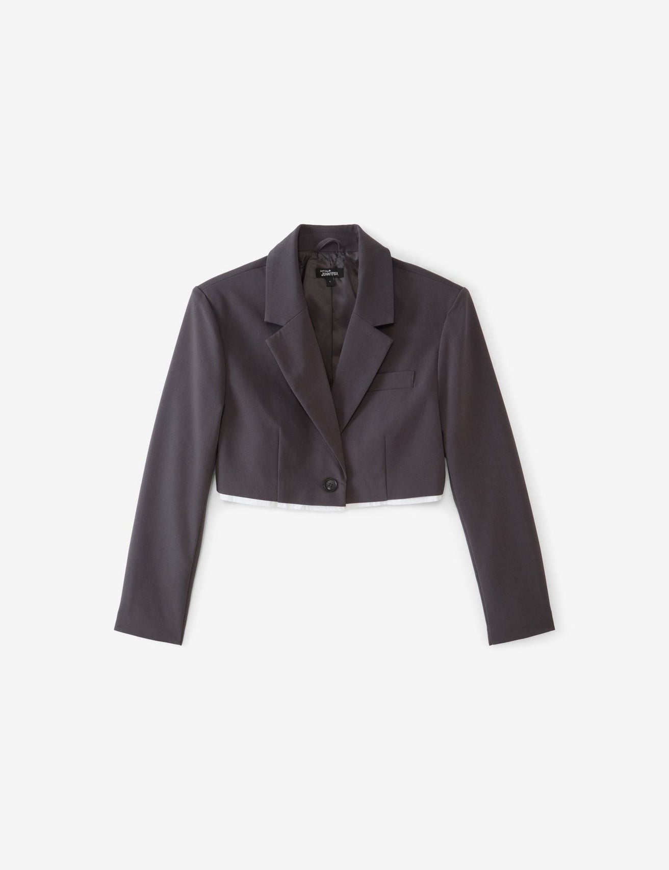 Veste tailleur courte grise foncée - Image 1