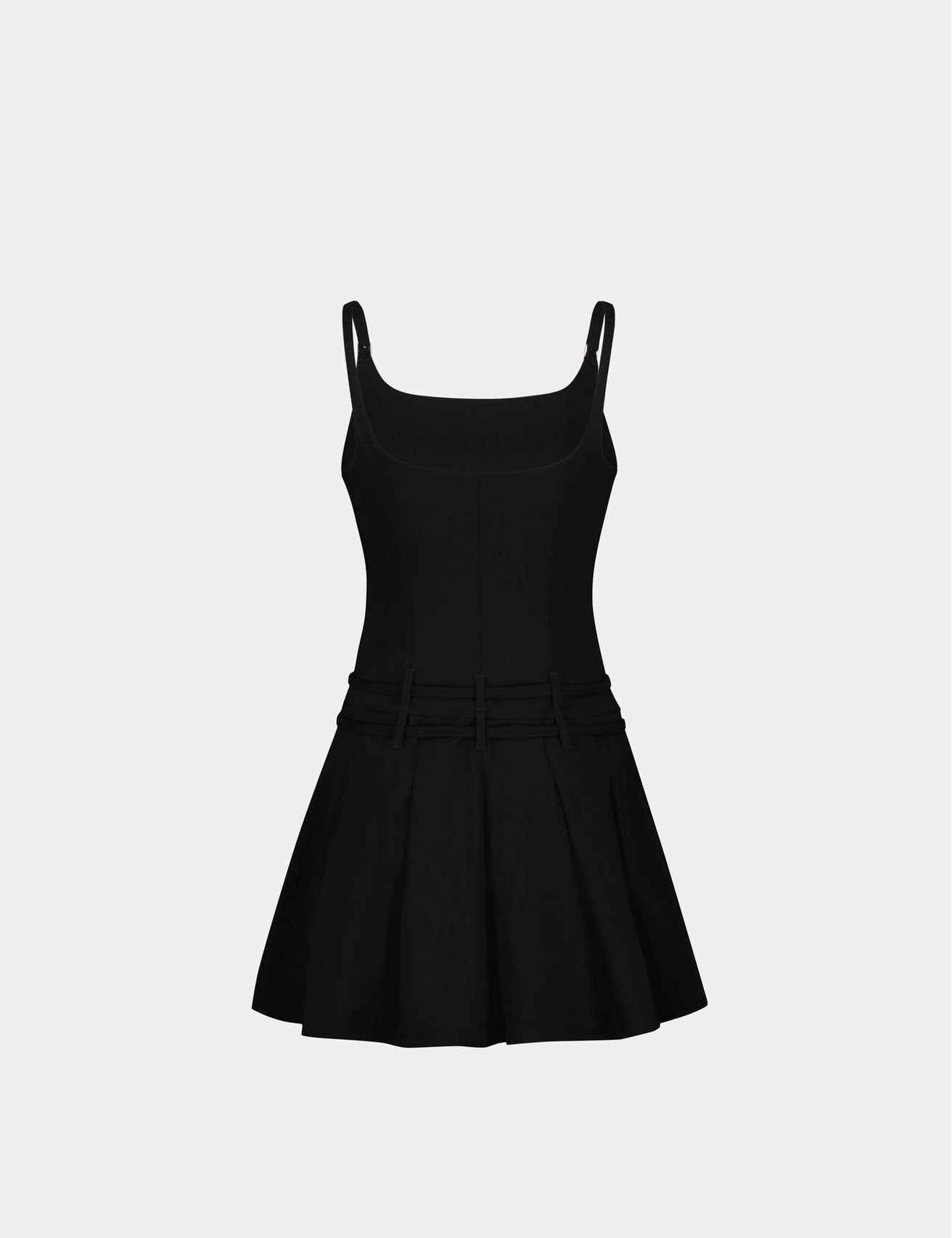 Robe courte plissée avec ceinture noire - Image 4