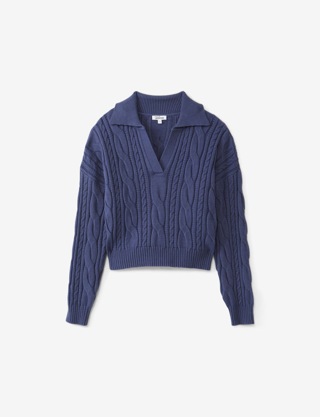 Pull court en maille tressée bleu ardoise