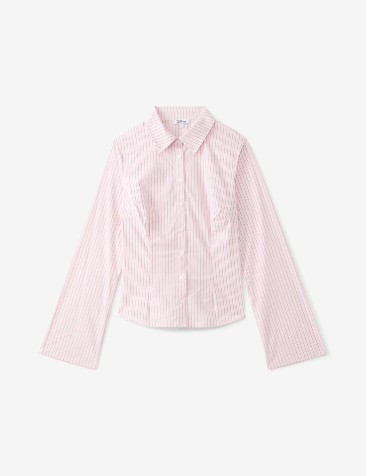 Chemise cintrée à rayures, rose clair