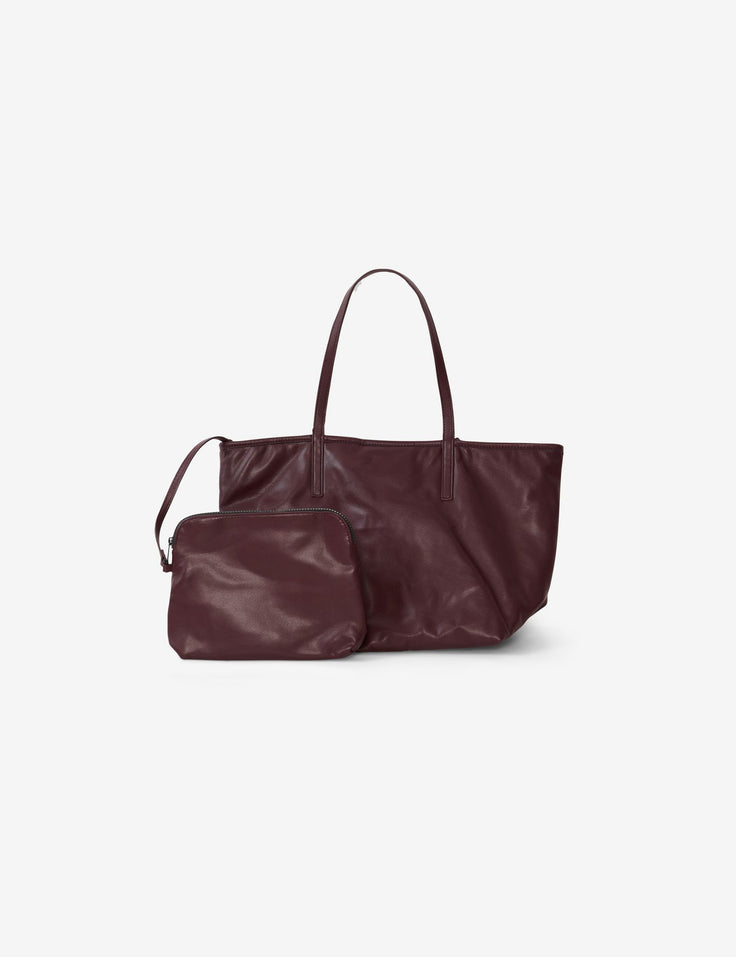 Sac à main effet cuir bordeaux réversible