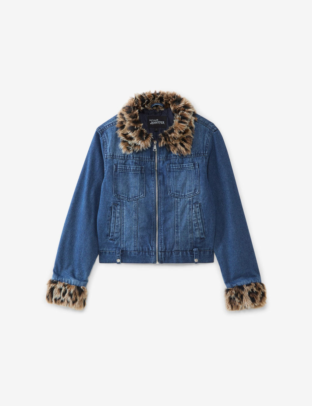 Veste en jean avec fausse fourrure bleue