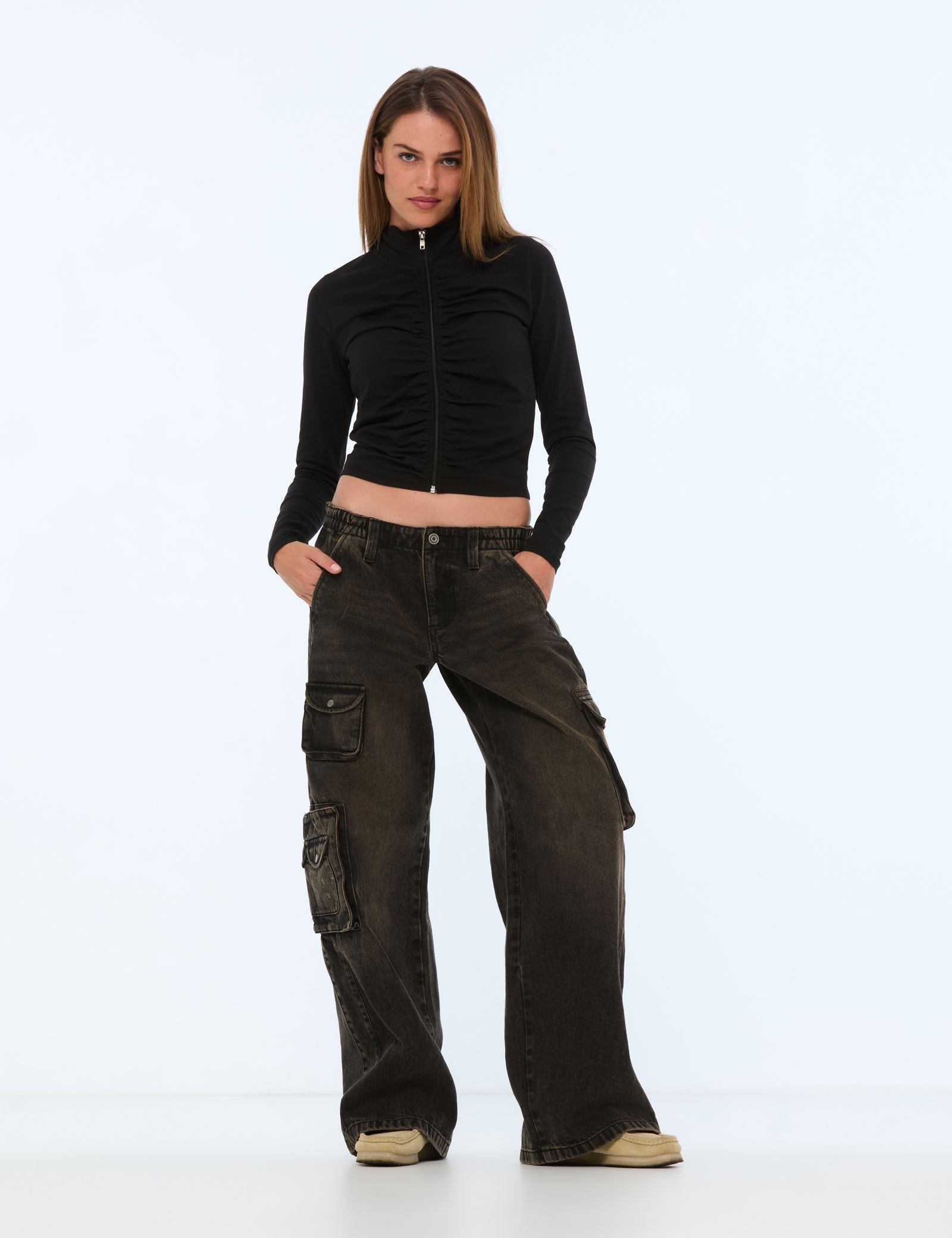 Pantalon noir taille basse best sale