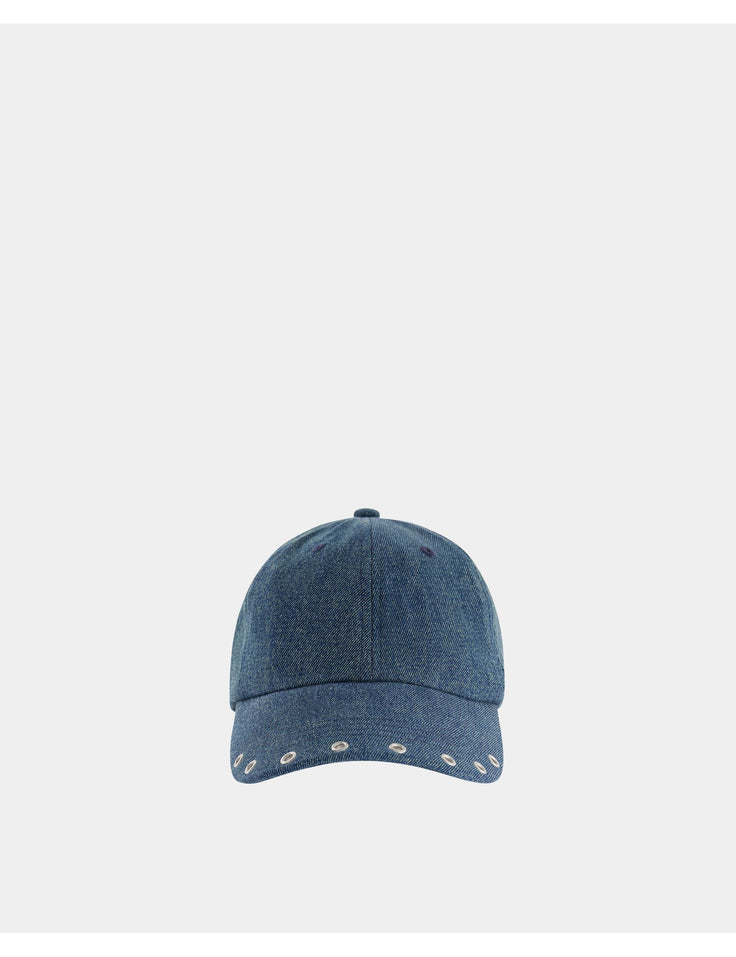 Casquette à oeillets bleu jean