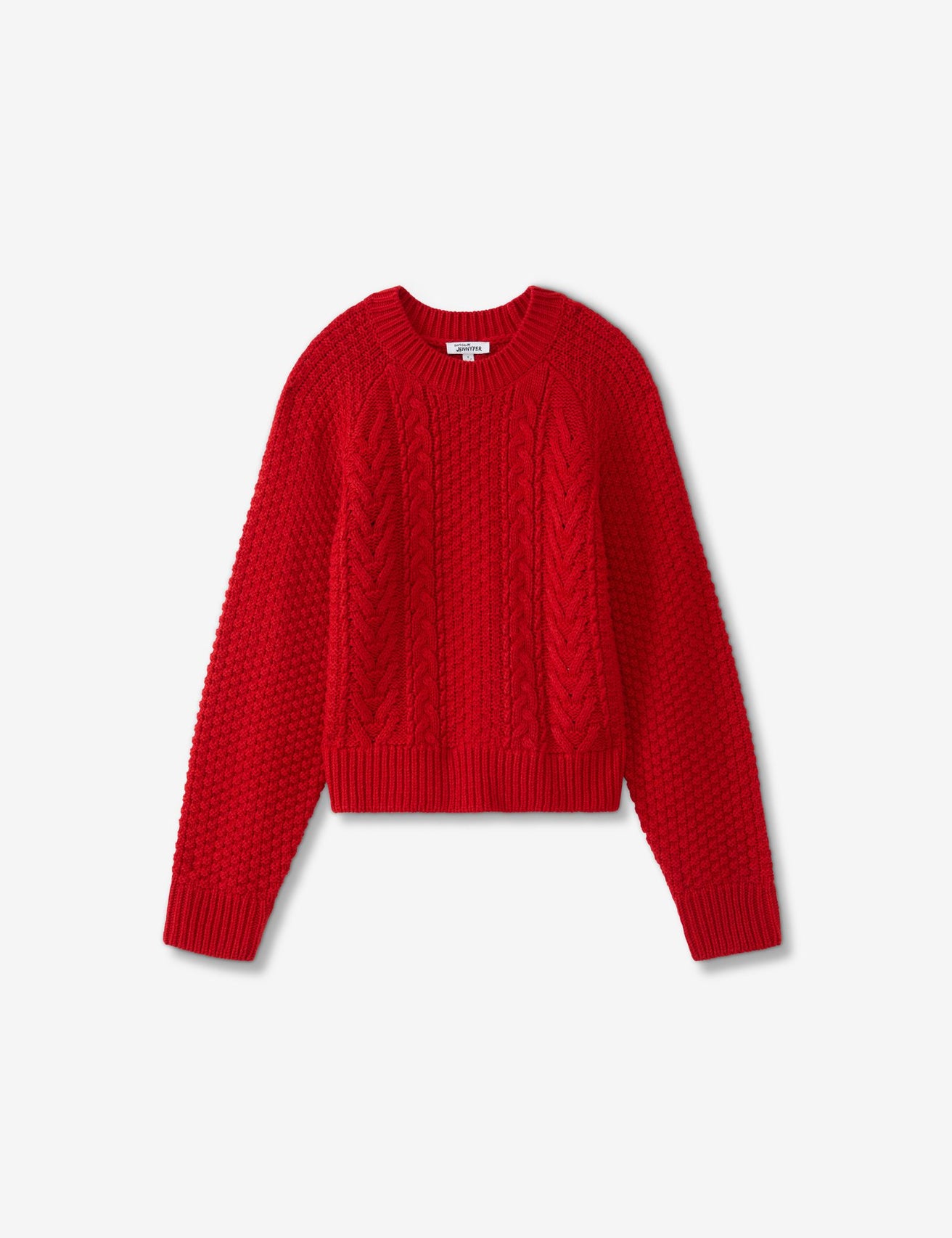 Pull en maille tressée rouge vif - Image 1