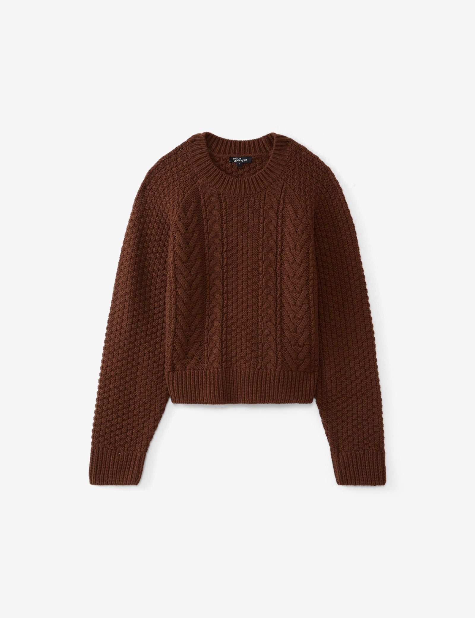 Pull en maille tressée marron