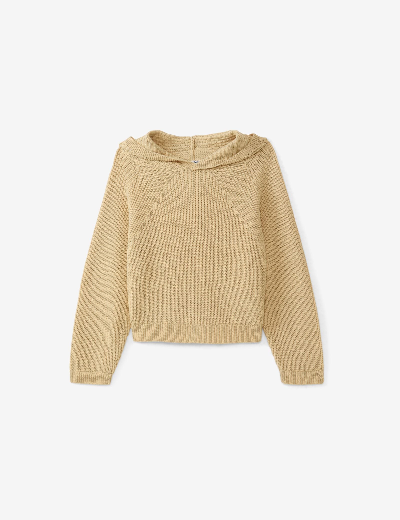 Pull à capuche en maille côtelée beige moyen