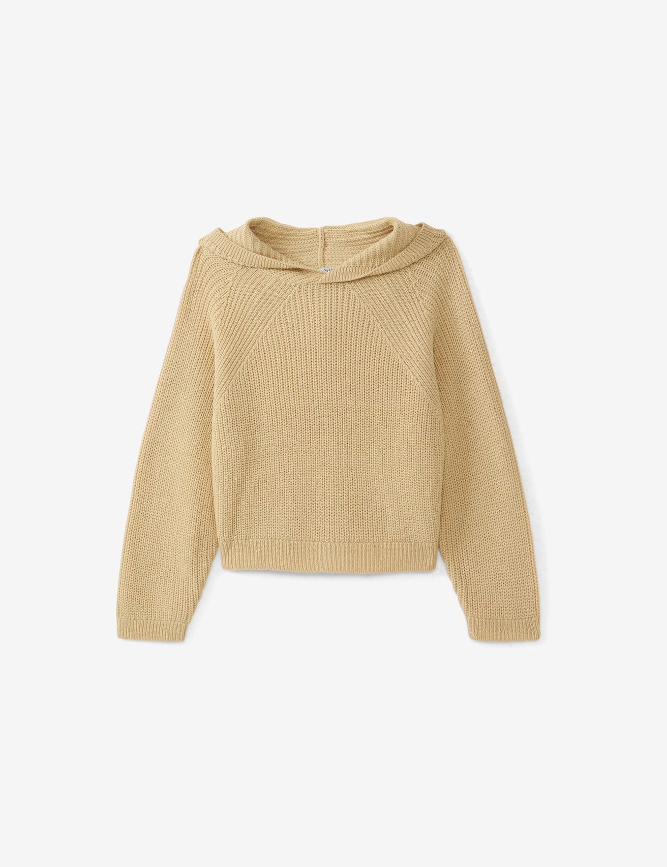 Pull à capuche en maille côtelée beige moyen - Image 1