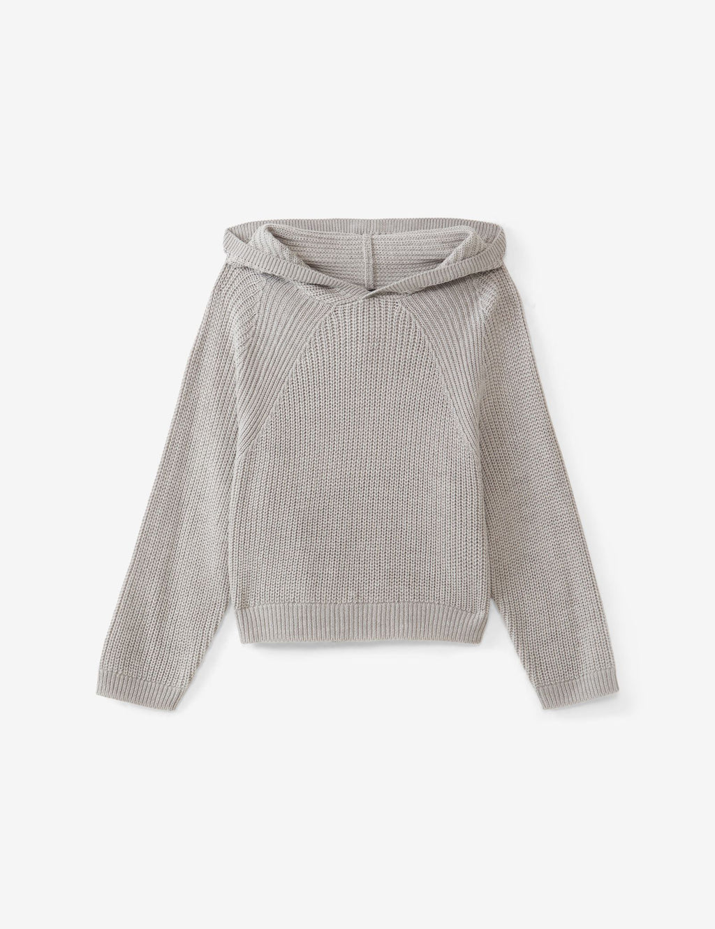 Pull à capuche en maille côtelée gris chiné