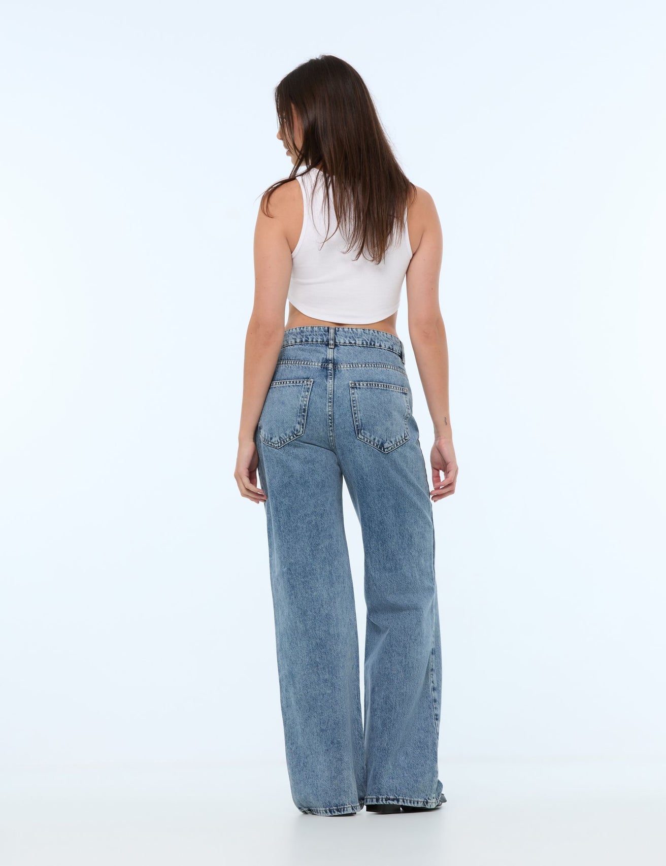 Jean Wide Leg taille basse, bleu jean - Image 2