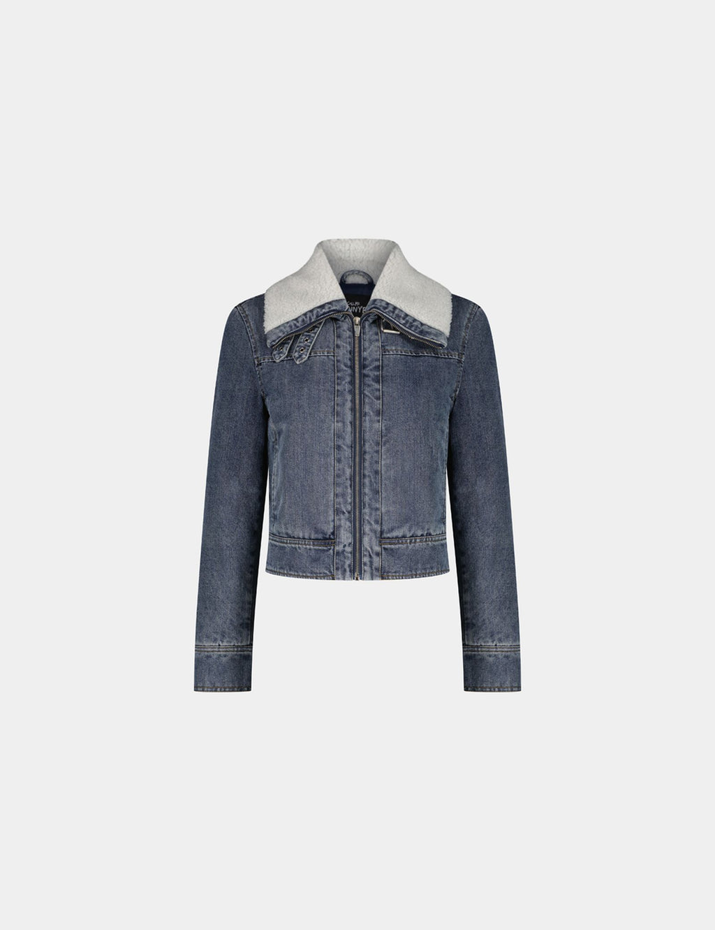 Veste en jean avec fausse fourrure intérieur bleue