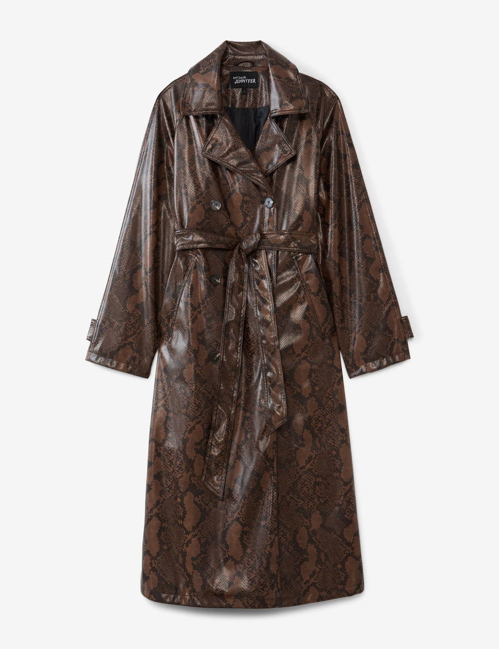 Trench long à motif python marron