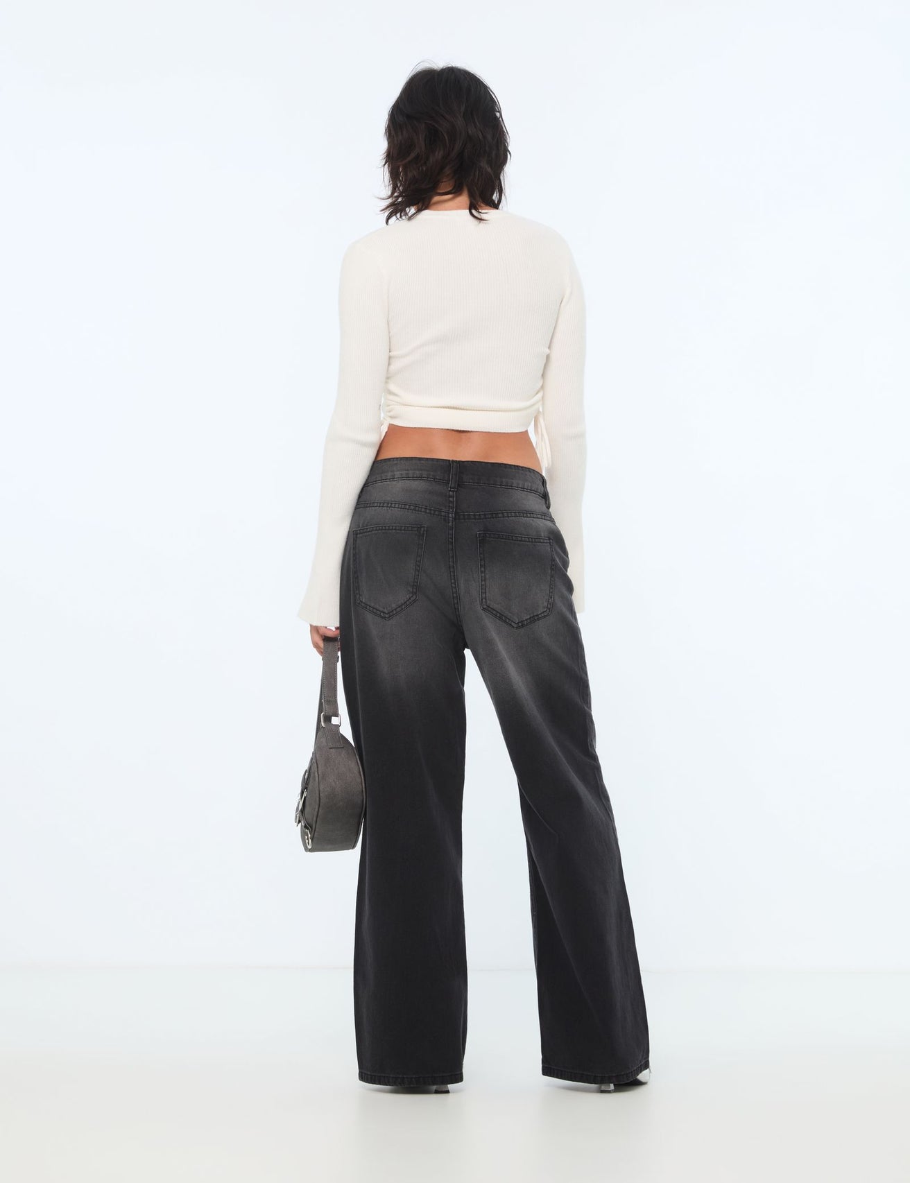 Jean wide leg avec strass noir - Image 2