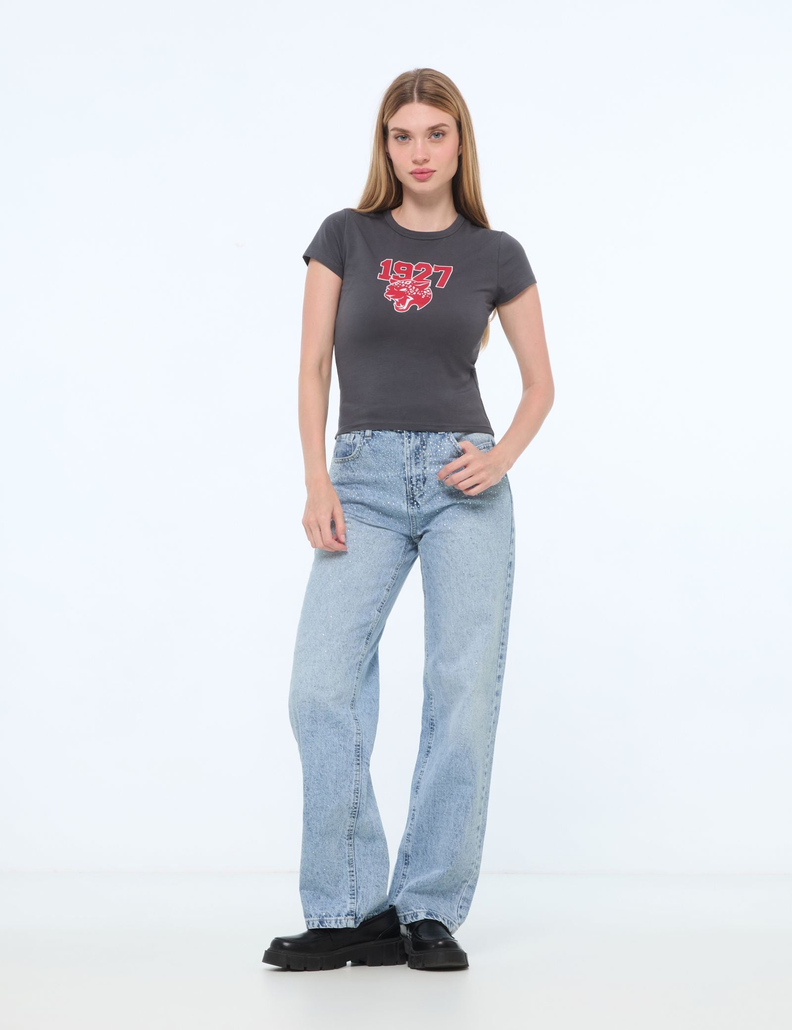 Jean straight taille medium bleu