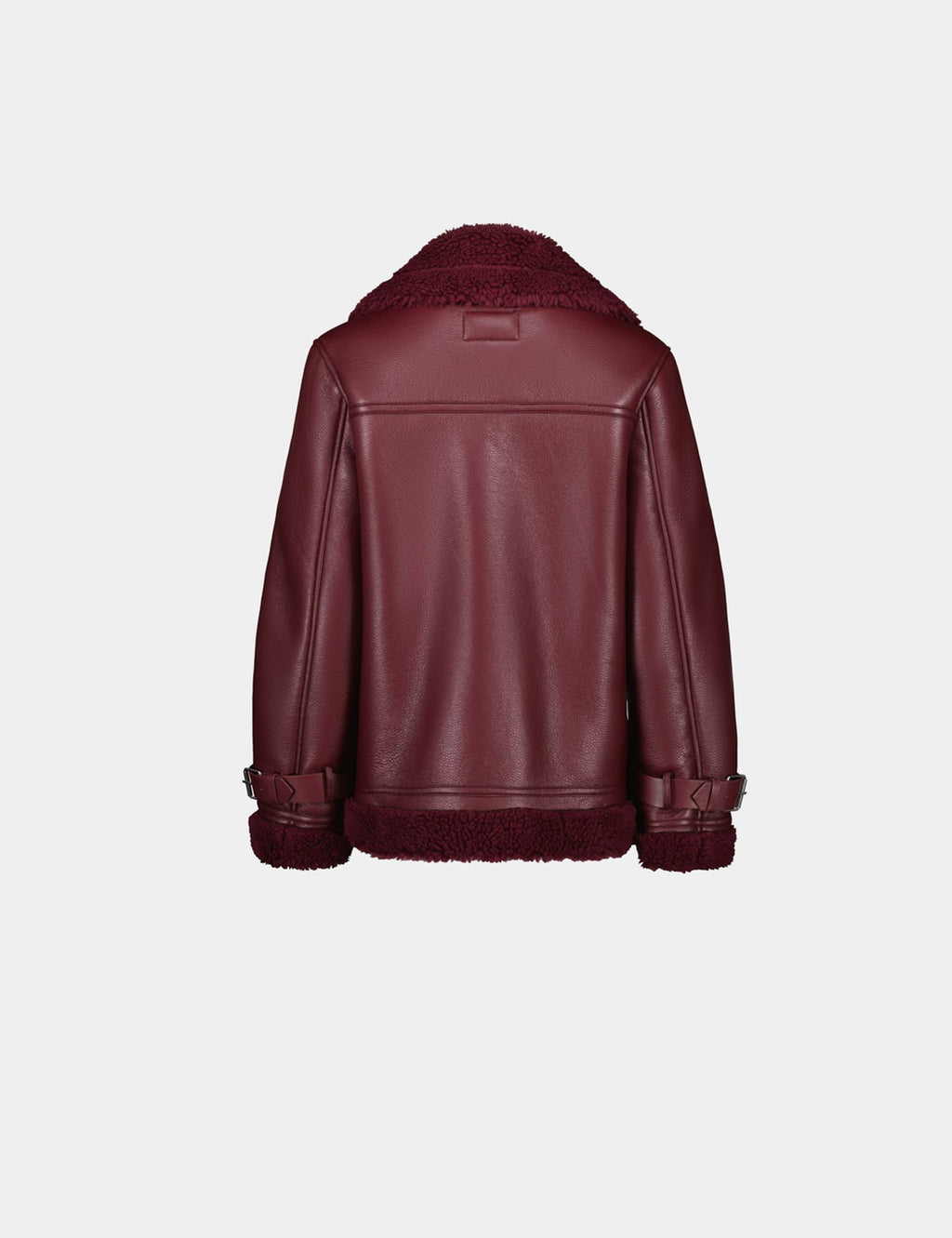 Veste en matière enduite avec fausse fourrure rouge bordeaux