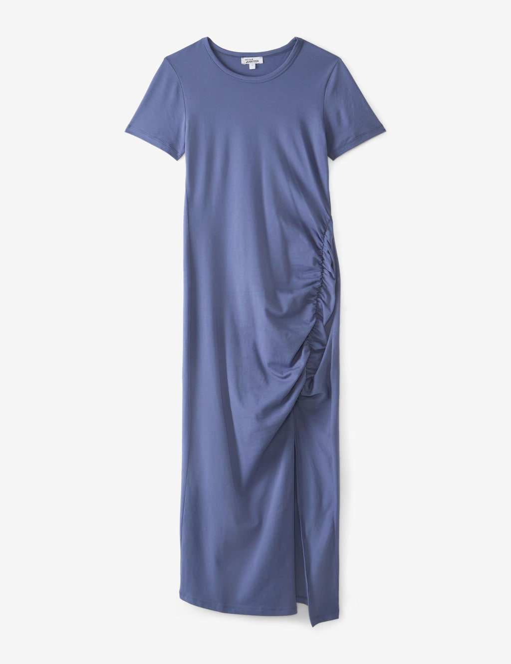 Robe longue à manches courtes bleue ardoise