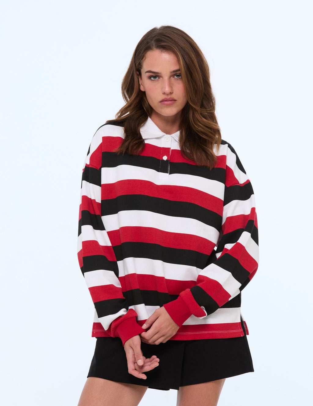 Pull oversize à rayures rouge vif