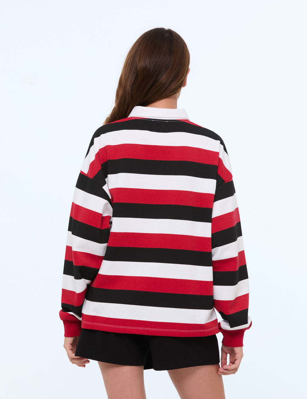 Pull oversize à rayures rouge vif