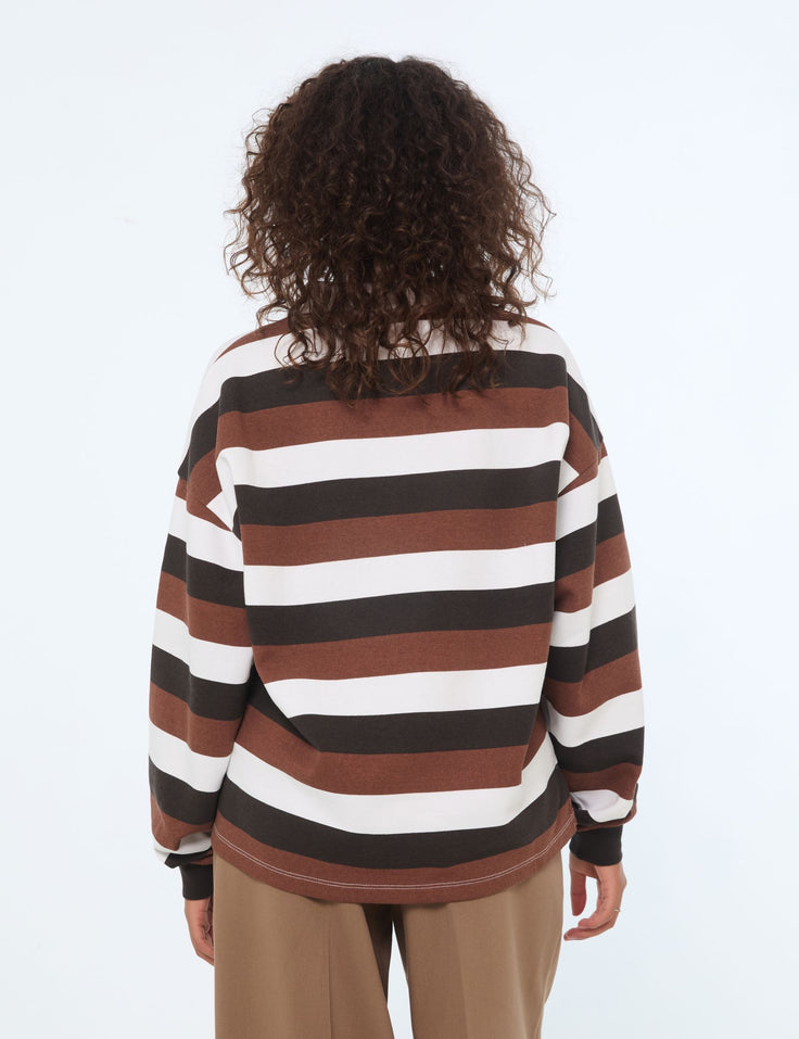 Pull oversize à rayures marron