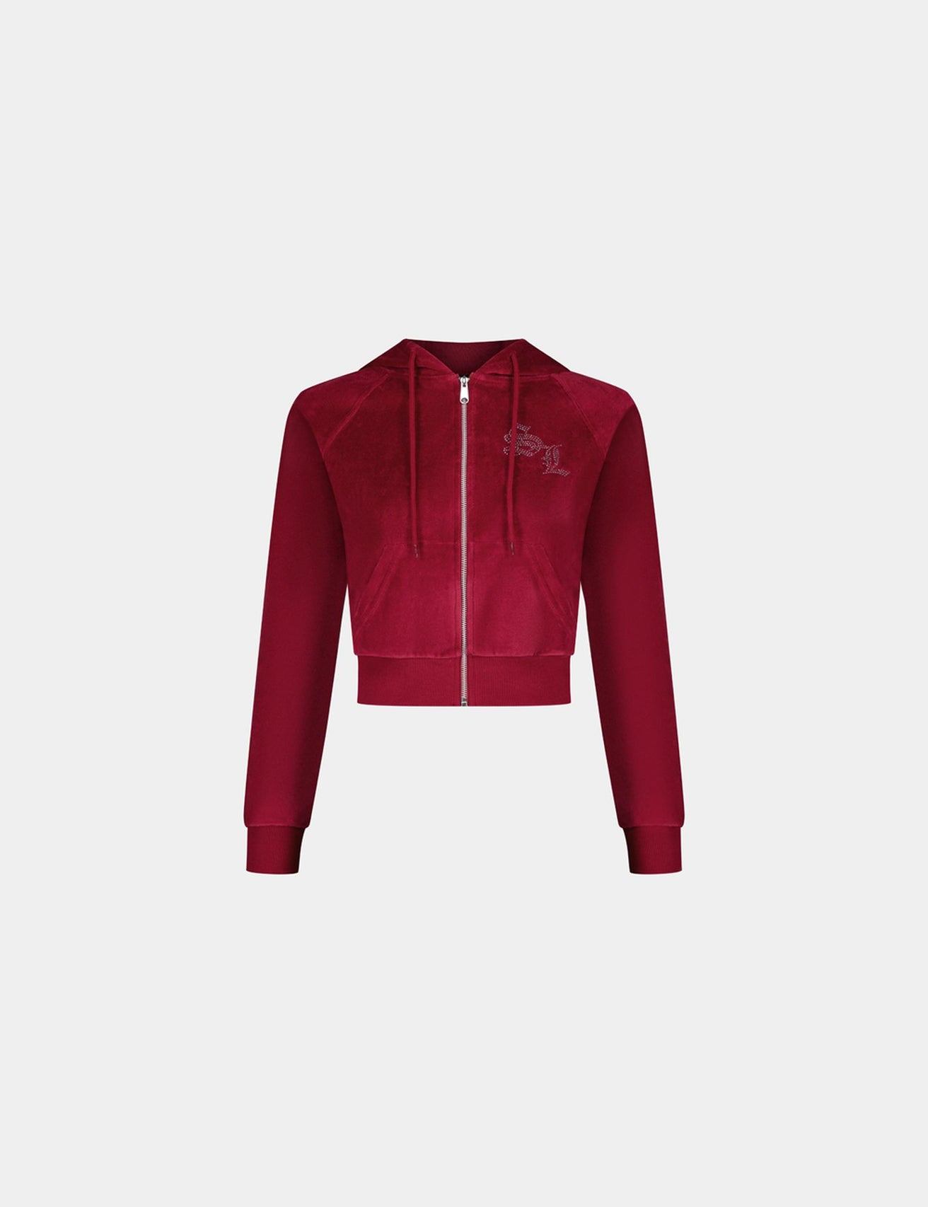 Sweat en velours avec strass rouge foncé - Image 5