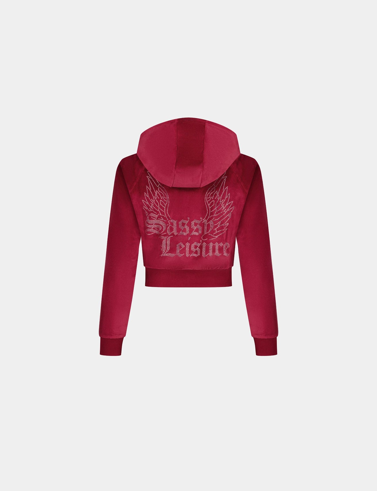 Sweat en velours avec strass rouge foncé - Image 4